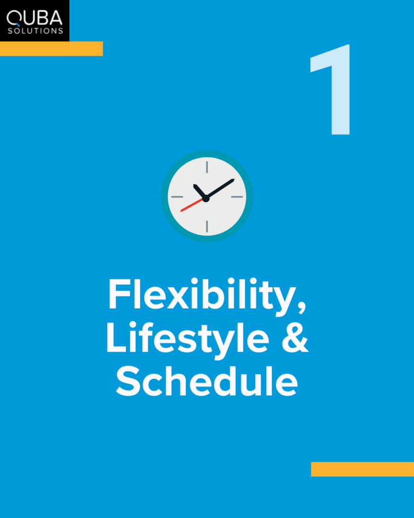 Infographic on Reasons to launch your own recruitment business - 1. flexibility & lifestyle