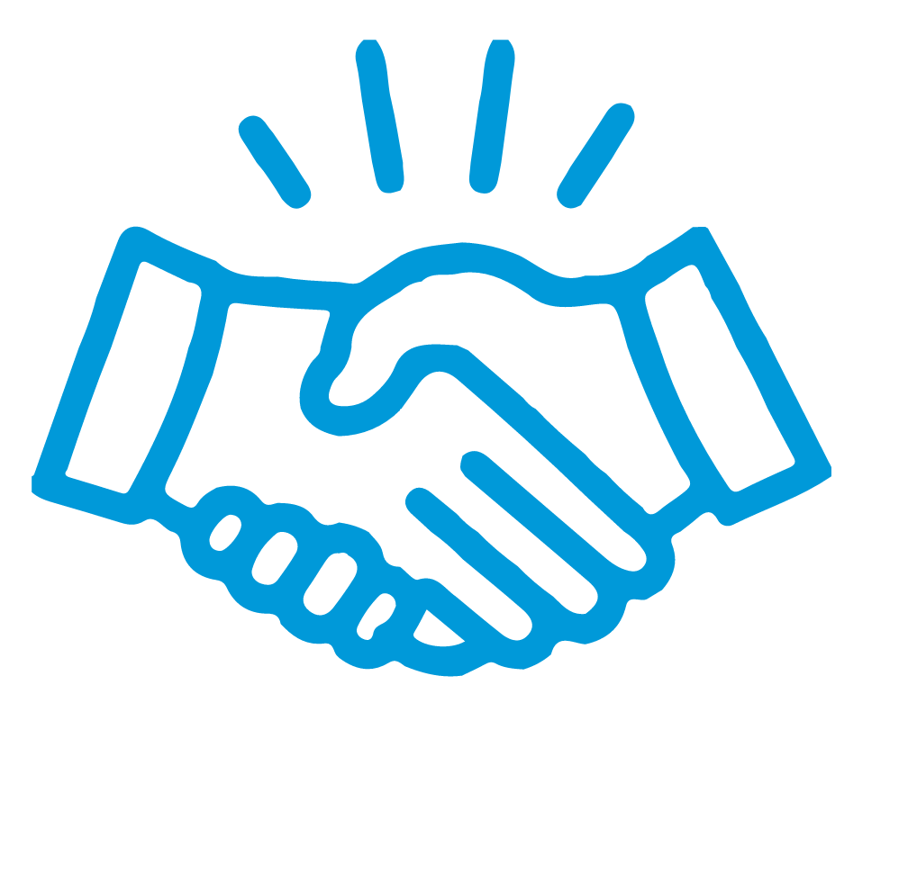 icon of shaking hands in blue